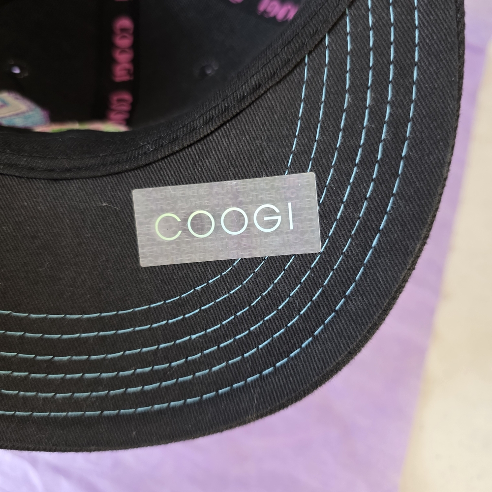 Coogi Black Fitted Cap with Multicolor Logo Multicolor Checker Pattern On Panels - Picture 5 of 6